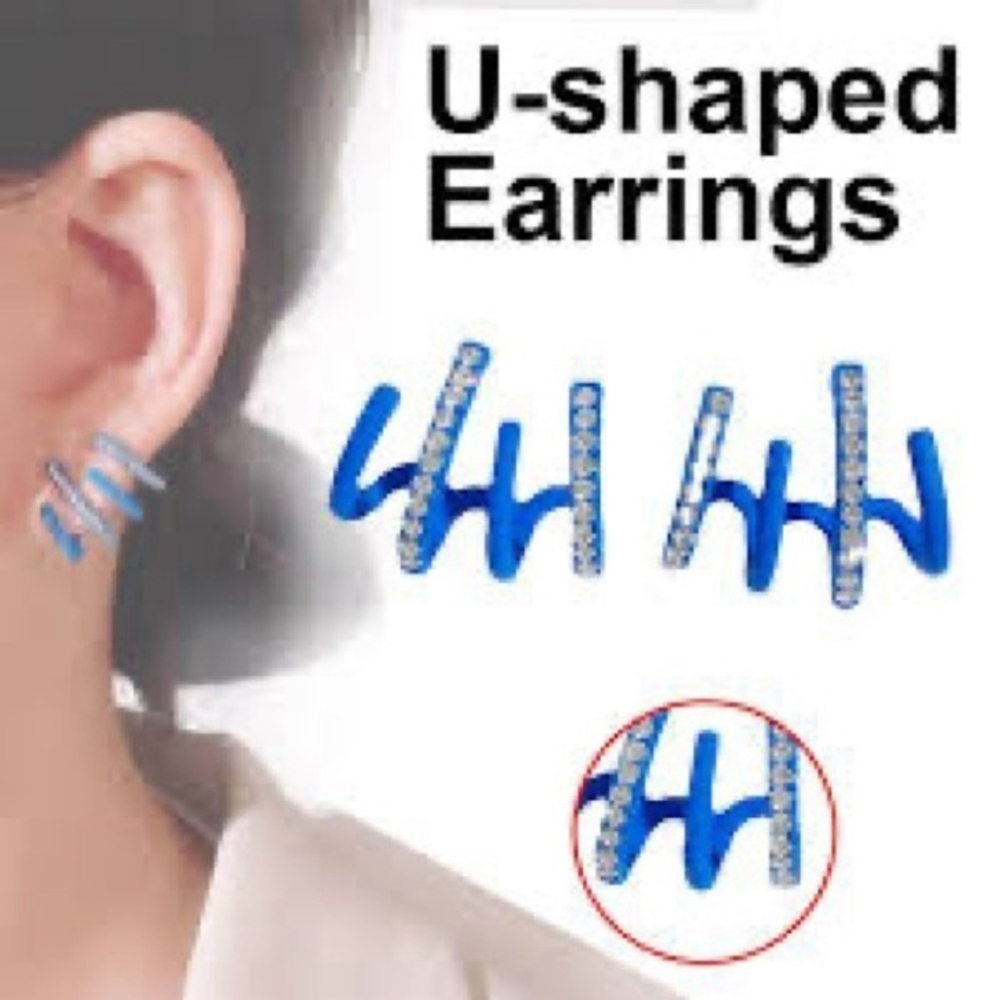 PIN Clip Four Claws Stud Pierced Earrings